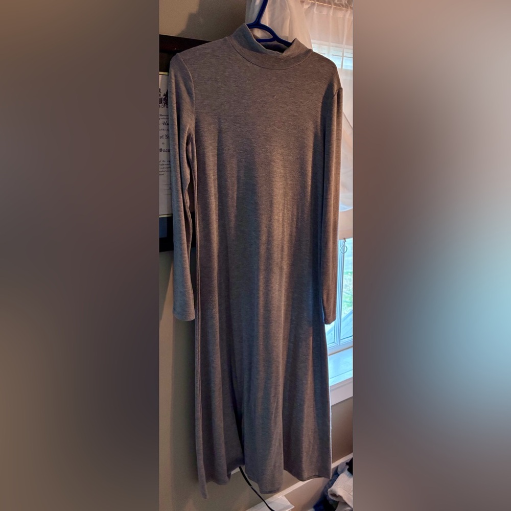 Zara Gray Long Sleeve Midi Dress